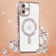 thumbnail image 4 of Entronix Magnetic Crystal Case for iPhone 17, Luxury Rhinestone Cute Bumper Cover for Girls, Rose, 4 of 8