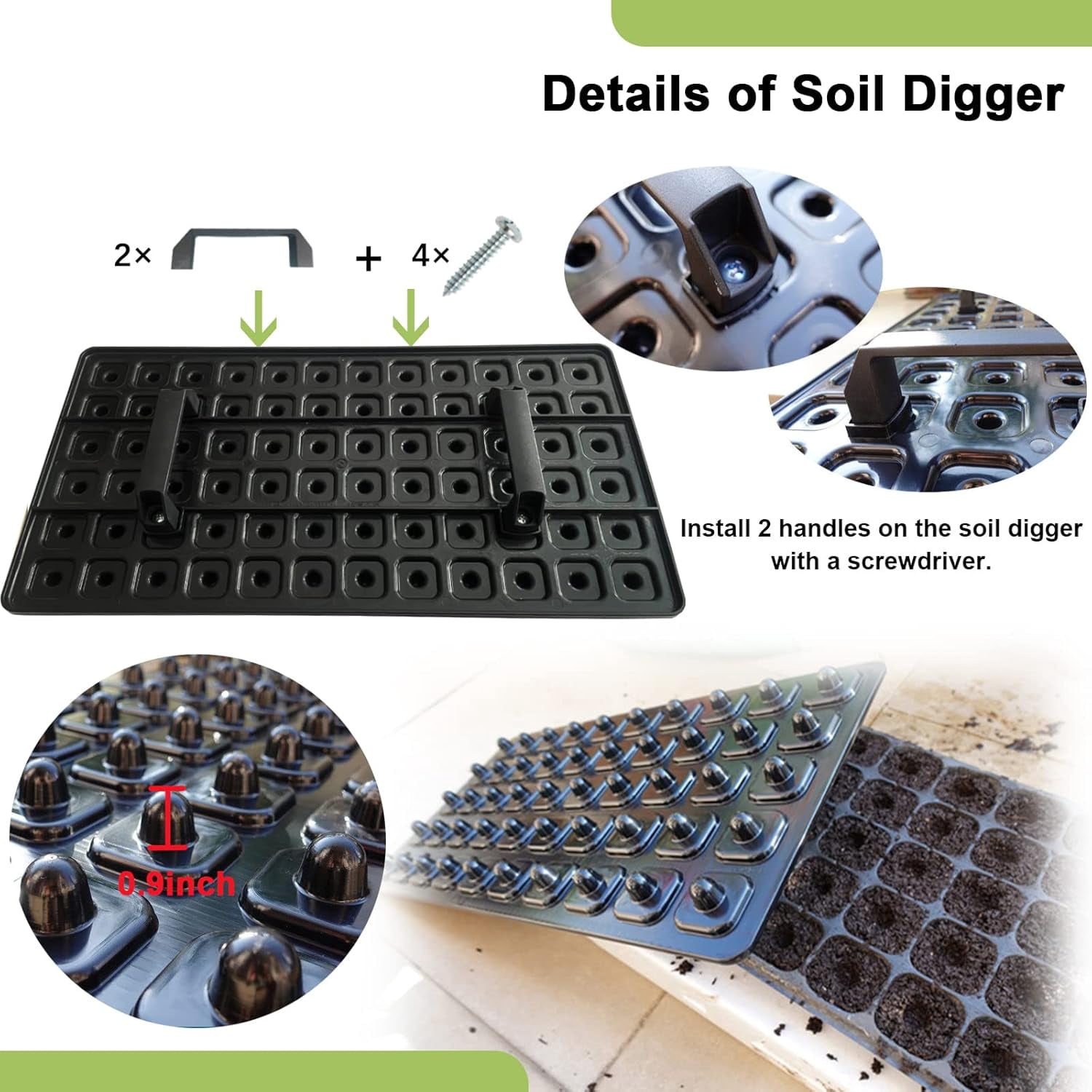 Seed Starter Trays with Dibber – Reusable Seedling Trays for Germination Propagation, Soil Digger for Quickly Setting Out.