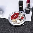 thumbnail image 3 of Amanman Miroir de Poche pour Femmes 1x/2x Miroir Compact pour Sacs à Main Fait à la Main Petit Miroir Rond Mini Miroir Miroir de Maquillage de Voyage pour Fille (Lèvres Rouges), 3 of 7