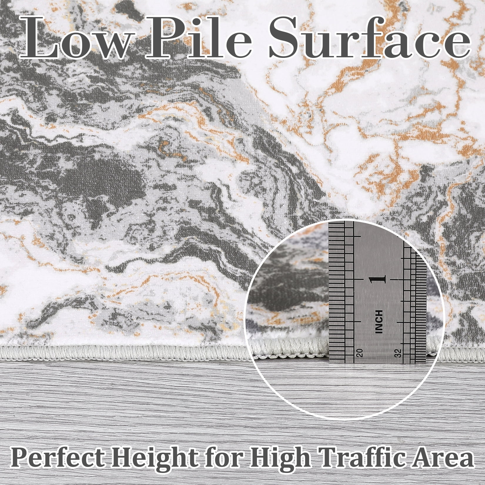 Modern Abstract Marble Print Area Rug 4' x 6'– Soft, Washable, Non-Slip & Non-Shedding(Grey)