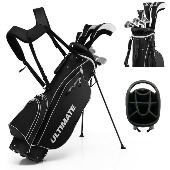 Costway Men's Complete Golf Clubs Package Set 10 Pieces Includes Alloy Driver Black