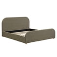 thumbnail image 3 of Christopher Knight Home King Size Bed Frame With Linen Upholstered Curved Headboard, Solid Wood Legs, Green, 3 of 12