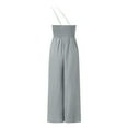 thumbnail image 3 of Aayomet Women Summer Straps One Shoulder Dressy Casual Wide Leg High Waist Jumpsuit Romper With Pockets,Gray M, 3 of 5