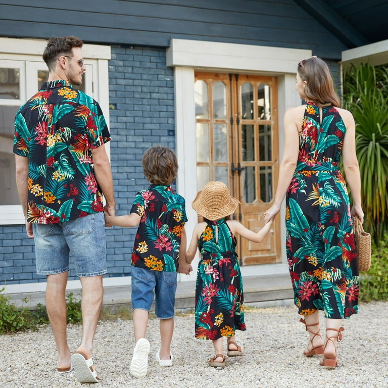 PATPAT Gezinnen partnerlook-set, Hawaï-zomeroutfit voor mama, papa, kinderen, strandkleding familie, moeder, dochter, jurk en vader zoon T-shirt, bijpassende outfit, vakantie en fotoshoot, groen, 8-9 PATPAT Gezinnen partnerlook-set, Hawaï-zomeroutfit voor mama, papa, kinderen, strandkleding familie, moeder, dochter, jurk en vader zoon T-shirt, bijpassende outfit, vakantie en fotoshoot, groen, 8-9
