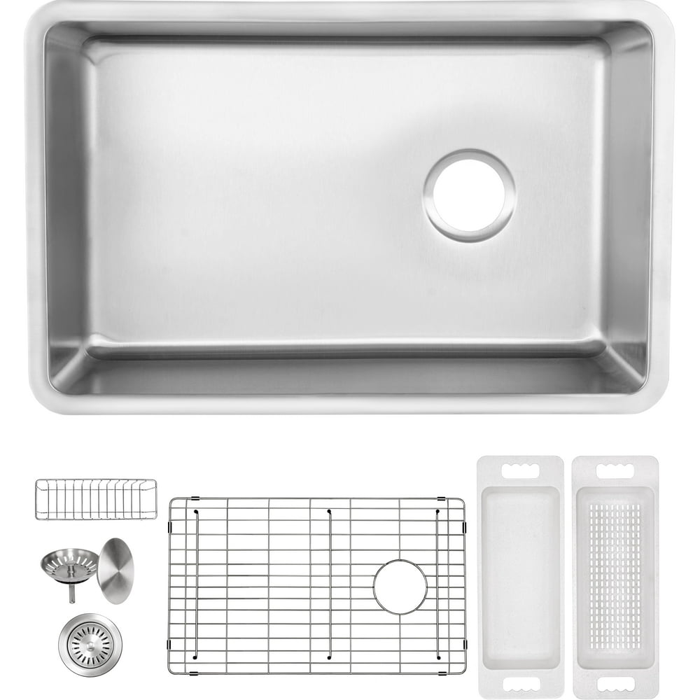 Zuhne Offset Drain Kitchen Sink 16 Gauge Stainless Steel (24” Reversible Undermount) Walmart