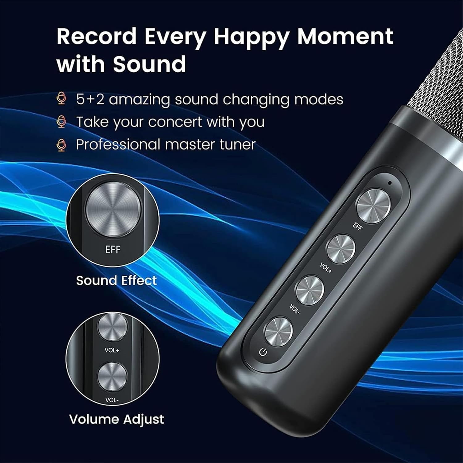 Handled Karaoke Machine with 2 Wireless Mics, Portable Bluetooth Speaker for Home Party & Gifts for Adults, Kids, Boys & Girls Black Orange