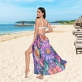 thumbnail image 6 of FORMRS Womens Beach Sarong Semi-Sheer Bikini Wrap Skirt Swimsuit Cover-ups, Light Purple Flowers, 6 of 7
