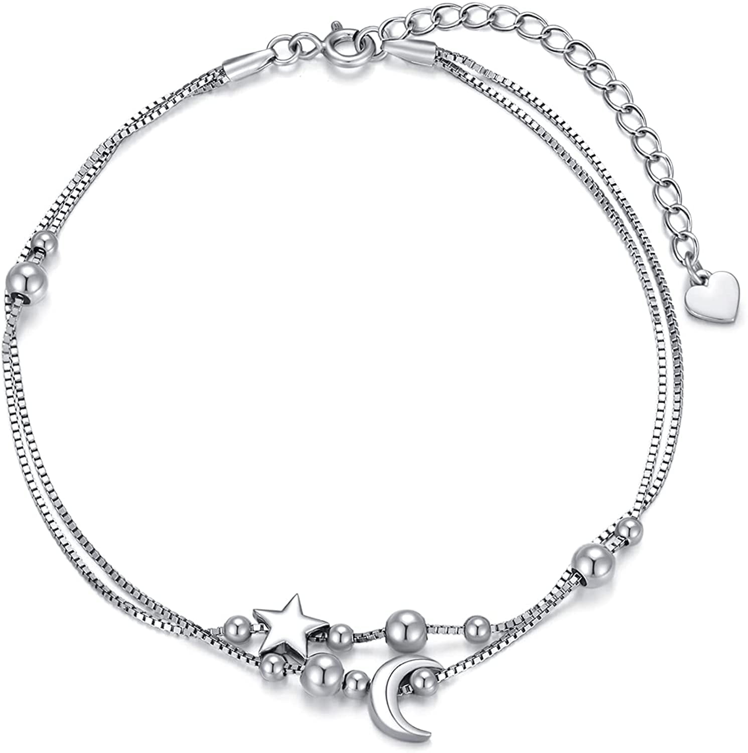 Women Ankle Bracelet 925 Sterling Silver Foot Chain Boho Beach Beads Jewelry 
