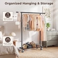 thumbnail image 6 of TreGazze Rolling Clothes Rack with Wheels, Portable Garment Clothing Rack for Hanging Clothes and Shoes, Black, 6 of 10
