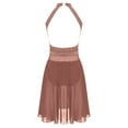 thumbnail image 4 of Linjinx Women Lyrical Dance Dress Halter Neck Backless Sleeveless Mesh Tulle Flowy Leotard Dress Dusty Pink M, 4 of 7