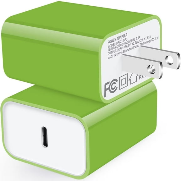 USB C Block,USB C Wall Charger Block,2PACK AILKIN PD 20W Type C Block Charger Fast Charging Charger Plug Power Adapter USB C Brick Cube For Android Fast Charger Block,Green