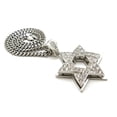 thumbnail image 2 of iJewelry2 Silver Tone Crystals Open Star of David Charm Pendant Stainless Steel Cuban Chain Necklace 30'', 2 of 3