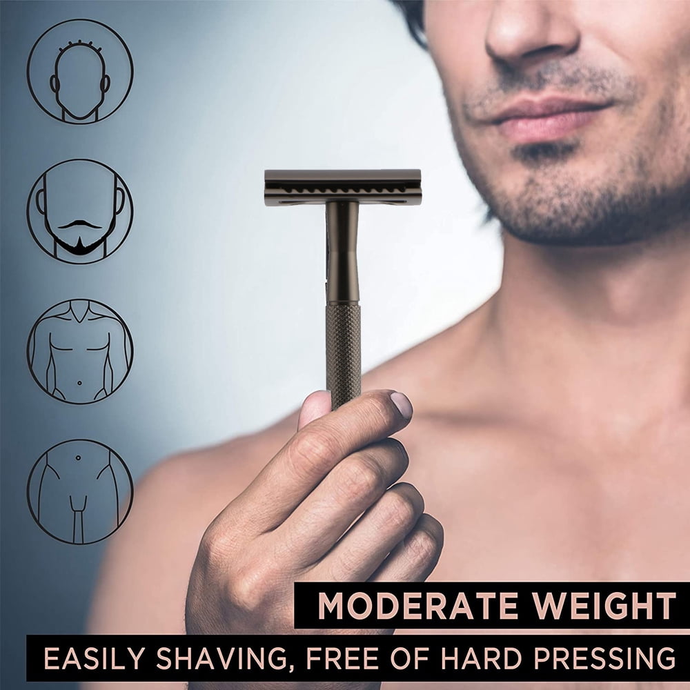 Safety Razor | Perfect for Everyday Use | Barbershop Quality Close Smooth Shave | Luxury Razor for Men,Matt black