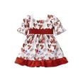 thumbnail image 1 of Xingqing Robe d'Été pour Bébé Fille, Grande Taille, Nœud, Manches Courtes Bouffantes, Volant, Taille Haute, Robe de Princesse, 1 of 7