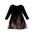 thumbnail image 3 of Girls' Long Sleeve Princess Dress - Fall Winter Heart Printed Christmas Dress A-Line T-Shirt Dress, 3 of 4