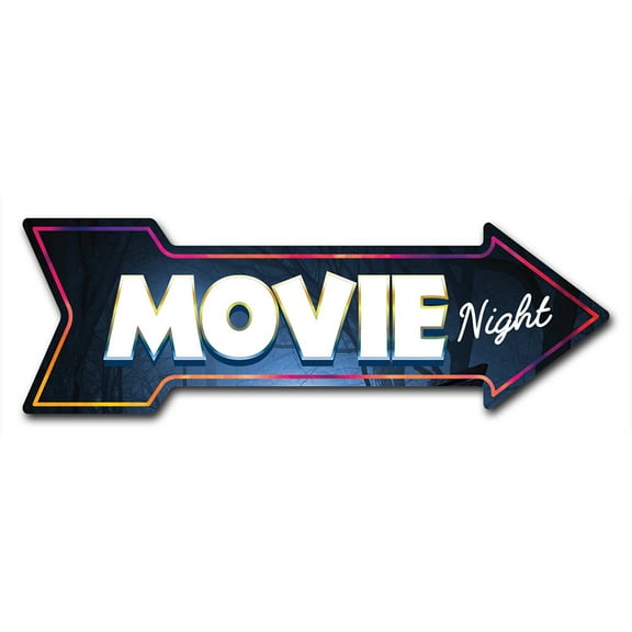 SignMission 6 x 18 in. Indoor & Outdoor Decor Direction Sticker Vinyl Wall Decals - Movie Night - 24 in.