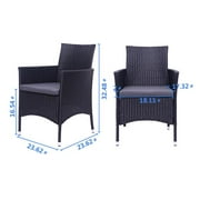 OPDLE 2pcs Single Backrest Chairs Sofa PE Rattan Iron Frame Concise Exquisite Workmanship Black