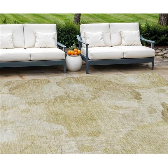 HomeRoots 588531 8 x 10 ft. Floral Washable Indoor & Outdoor Rectangle Area Rug, Beige, Tan & Ivory