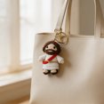 thumbnail image 2 of Yarn Bearded Figure Keychain Crocheted Pendant Bag Charm With Metal Clasp Decorative Accent for Purse Backpack Luggage, 2 of 9