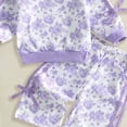 thumbnail image 4 of Ulanda Baby Girl Clothes Fall Winter Toddler Girls Outfits Long Sleeve Ruffle Printed Bows Shirt Pants 2 Piece Clothing Set (Purple, 12-18 Months), 4 of 4