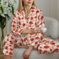 thumbnail image 6 of Salouo Ladybugs With Heart Spots Pattern Women's Pajamas Set Long Sleeve Button Down Sleepwear Soft Pj Lounge Sets for women 2 Piece Pjs Set with Long Pants-XX-Large, 6 of 7
