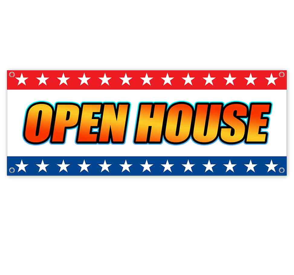 Open House 13 oz Banner Heavy-Duty Vinyl Single-Sided with Metal Grommets Non-Fabric