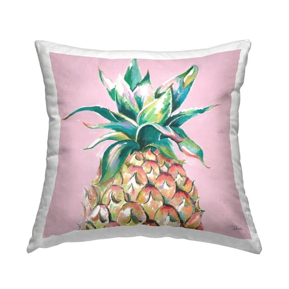 Stupell Industries Tropical Pineapple Top Soft Color Pop Pink,18 x 7 x 18 Decorative Pillows