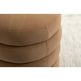 thumbnail image 6 of Round Ottoman Storage Box, Velvet Pouffe Footstool 18.5'' Padded Stool Seat, Wooden Frame Footrest Vanity Stool for Makeup Room Bedroom Living Room Balcony(Coffee), 6 of 9