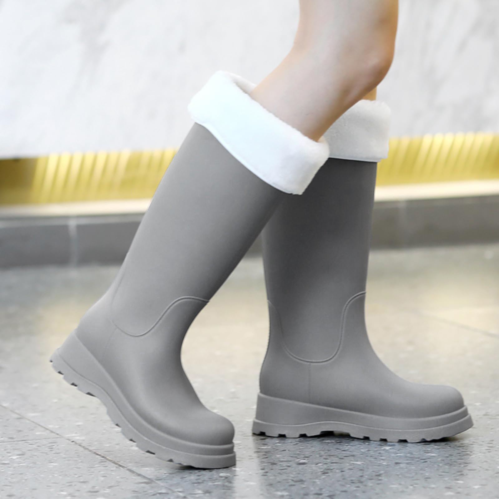 AUXDIQ Rain Shoes Women Mid-calf Boots Waterproof Rain Boots Outdoor Garden Shoes