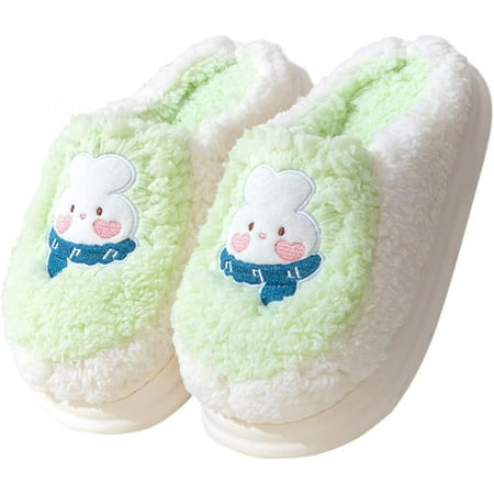 

shuwee Women Slippers Autumn and Winter Simple Fashion Warm Thick Bottom Comfortable Flat Slip On Bear Slippers Women