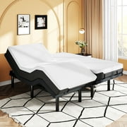 SHA CERLIN Upholstered Split King Size Ergonomic Adjustable Bed Frame with Motor 1.0, Motorized Head, Foot Incline & Wireless Remote Control, Adult
