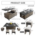 thumbnail image 3 of QEZEOM Modern Lift Top Coffee Table with 4 Hidden Stools and Drawers, Compartment & Storage, Brown, 3 of 8