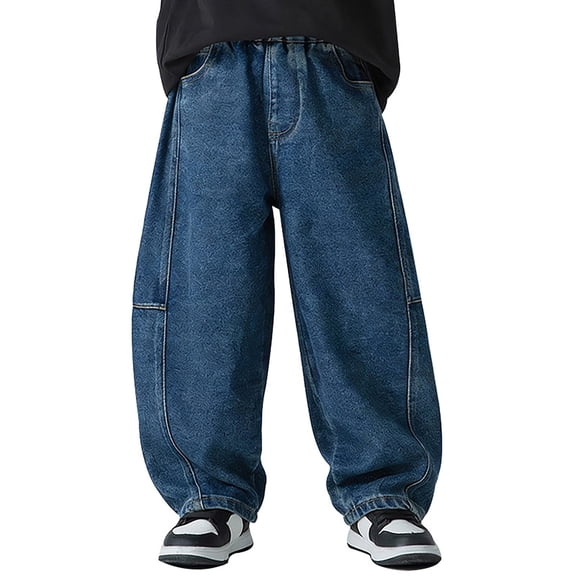 ZXLBBD Boys Casual Denim Jeans Classic Stretch Soft Cozy Baggy Jeans with Pockets for Kids Youth Everyday Playwear Versatile Dailywear
