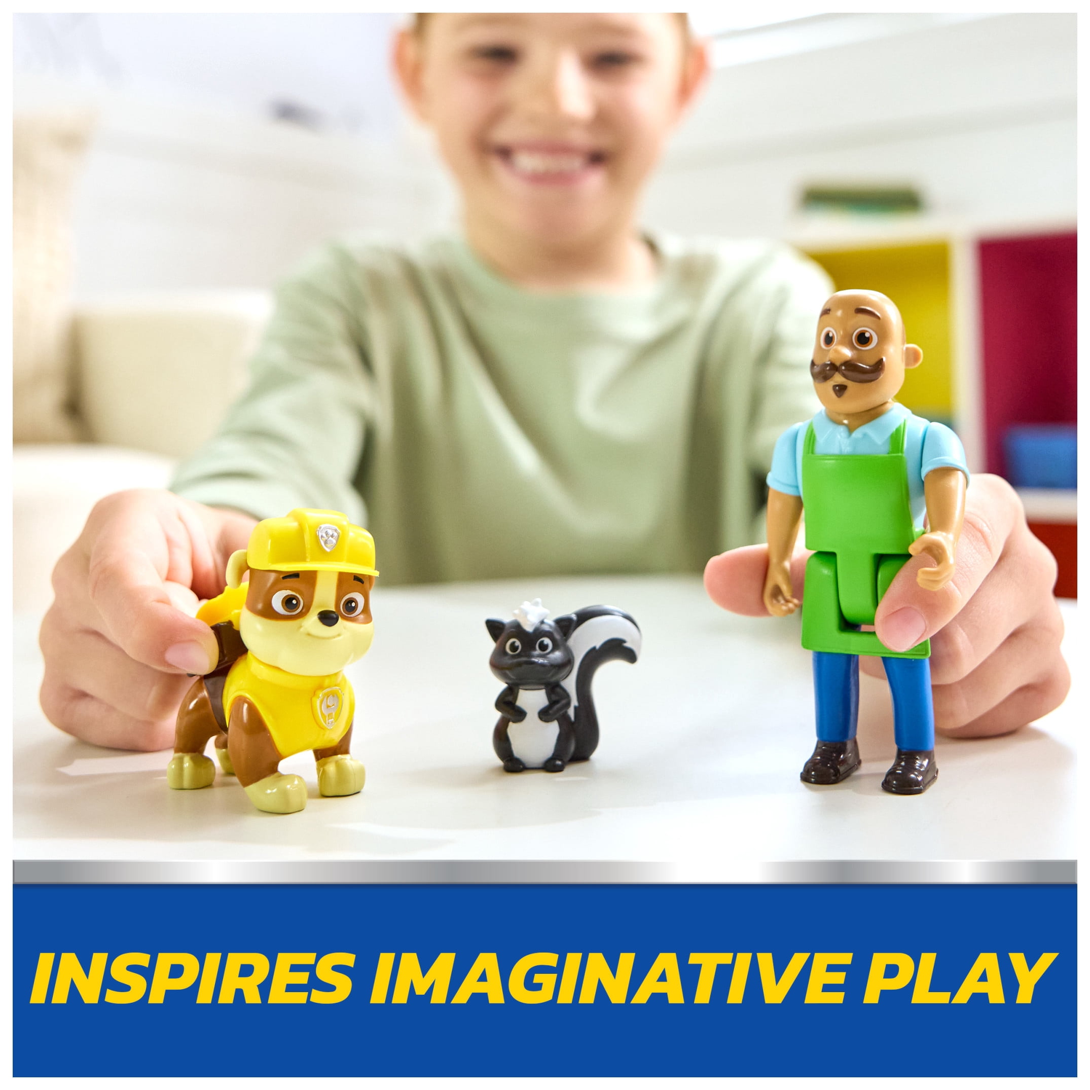 PAW Patrol Rubble & Mr. Porter Figure Pack with Skunk Toy Figure, for Kids 3+