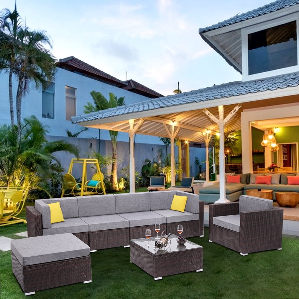 7 Pcs Patio Furniture Sets Clearance Wicker Patio Furniture With