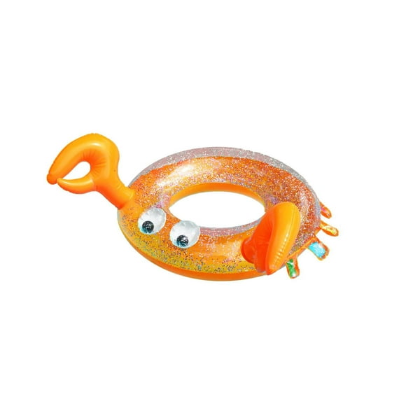 Bluescape Red and Orange 3D Crab Pool Swim Ring with Glitter and Googly Eyes - 30", for ages 3 years and up, Summer fun !