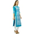 thumbnail image 2 of Phagun Women's Designer Straight Blue Kurta 3/4 Sleeve Printed Casual Kurti-12, 2 of 2
