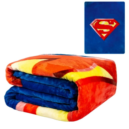 Flannel Fleece Plush Blanket - Superman Shield - QUEEN BED 79