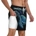 thumbnail image 2 of Sigee Ocean Turtle Print Mens Swim Trunks with Compression Liner Quick Dry Swim Stretch Beach Shorts with Pockets,S-3XL, 2 of 7