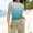 Army Green, variant on YHAJDS Blouses for Women Short Sleeve Tshirts Cropped Round Neck All Over Print Stretchy Slim Fit Top