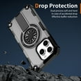 thumbnail image 5 of Allytechgroup Rugged Magnetic Case for Apple iPhone 14 Pro, Military-Grade Shockproof Phone Cover with Kickstand,Spinner Fidget Ring,Wireless Charging Support, Dual Layer PC+TPU Protection,Silver, 5 of 7