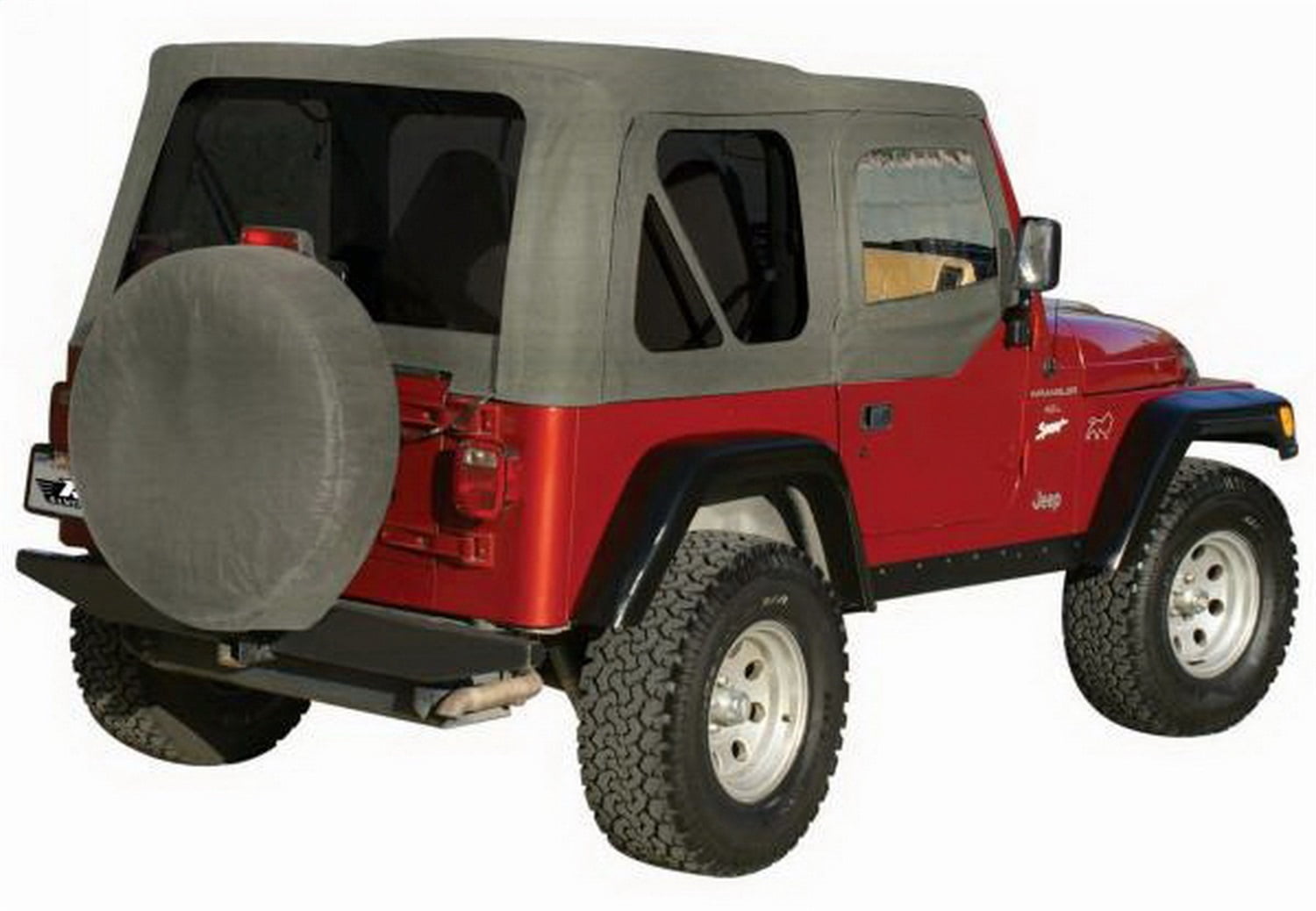 Rampage Products 68211 Complete Soft Top Kit with Frame, Hardware, & Door  Skins for 1987-1995 Jeep Wrangler YJ, Grey Denim w/Tinted Windows -  