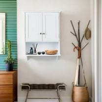 Resenkos Wall Mount Bathroom Cabinet Storage Organizer with Doors and Shelves-White, Wall Cabinet for Bathroom Laundry Room Kitchen
