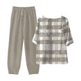 thumbnail image 5 of Ensembles de Détente d'Été pour Femmes Ensemble de Détente Imprimé Manches Courtes Demi-Manches Col Rond Haut Court + Pantalon Décontracté Ensemble Deux Pièces Grande Taille en Liquidation, 5 of 5