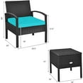 thumbnail image 2 of YEXJ 3 Pieces Patio Furniture Set Rattan Wicker Sofa Set with Removable Cushions and Coffee Table, Outdoor Conversation Bistro Chairs Set with Storage Table for Garden Poolside Balcony-Turquoise, 2 of 16