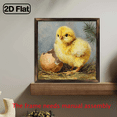thumbnail image 5 of 2D Flat, 1pc Farmhouse Easter Bunny Decorative Sign Yellow Chick with Broken Eggshell on Straw Painting Art Wooden Sign - 12x12 inch, Framed, Contemporary Style, Reusable, Perfect for Home Office,, 5 of 7