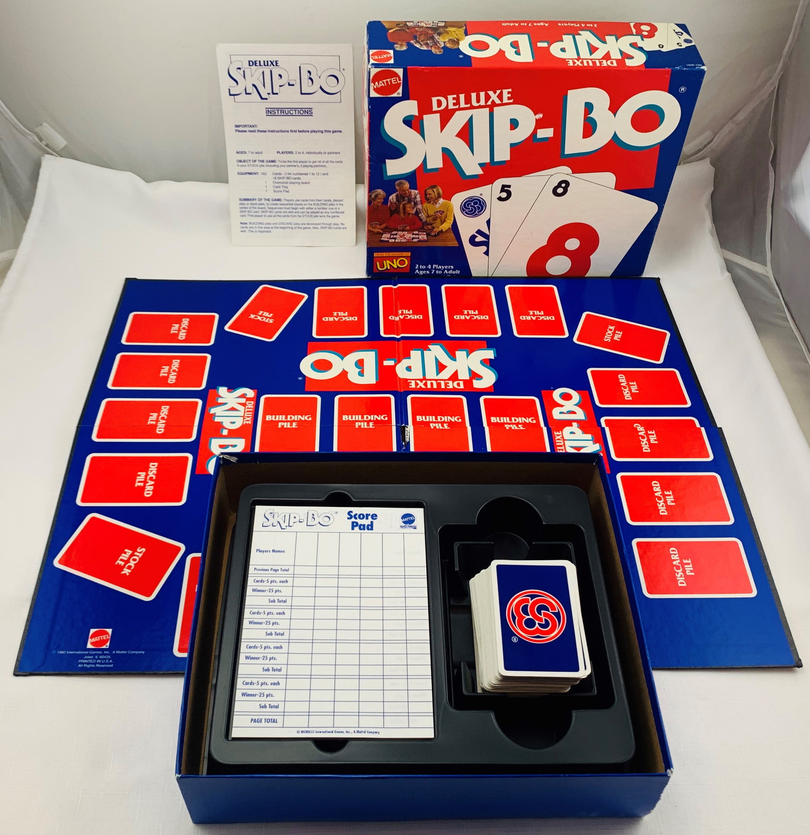 Vintage 1992 UNO Skip-bo Deluxe Card Game Complete Mattel for sale online 
