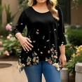 thumbnail image 5 of WTOBBY Women's Plus Size Floral Print 3/4 Sleeve Round Neck Tunic Top Loose Fit Tee for Full Figure Comfort and Fall Seasonal Fashion,Multicolor 4XL, 5 of 5