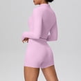 thumbnail image 5 of Hxshgdsn Workout Yoga Sets for Womens Casual Long Sleeve Skinny Tops and Biker Shorts 2Piece Athletic Sportwear（Pink/XL）, 5 of 5