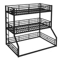 thumbnail image 5 of Harper & Bright Designs Triple Bunk Bed Twin over Twin over Full with Safety Guardrails, Metal Floor Bunk Bed Frame for Boys and Girls, Black, 5 of 11